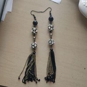 Black and gold dangle earrings
